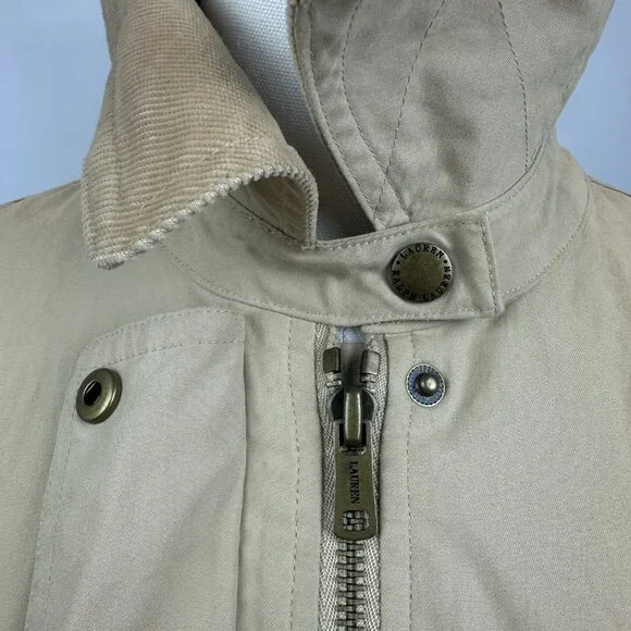 Ralph Lauren Beige Cotton Twill Cord Collar Chore Barn Utility Jacket - L - Picture 12 of 16